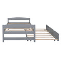 Twin Size Platform Bed With Twin Size Trundle, Gray Box Spring Not Required Twin Gray Wood Bedroom Pine