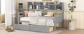 Twin Size Daybed, Wood Slat Support, With Bedside Shelves And Two Drawers, Gray Gray Solid Wood Mdf