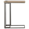 Gunmetal And Natural C Shape Snack Table With Power Outlet Brown Light Brown Built In Outlets Or Usb Primary Living Space Industrial Rectangular Rectangular Wood Sled