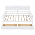 Full Size Daybed, Wood Slat Support, With Bedside Shelf And Two Drawers, White White Solid Wood Mdf