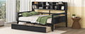 Full Size Daybed, Wood Slat Support, With Bedside Shelf And Two Drawers, Espresso Espresso Solid Wood Mdf