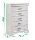 Modern Brooklyn 5 Drawers Chest Made With Wood In White White Bedroom Modern Acacia Upholstered Wood