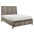 Rustic Style Queen Platform Bed With Footboard Storage Drawers Weathered Gray Finish Wooden Bedroom Furniture Box Spring Not Required Queen Gray Wood Bedroom Rustic,Transitional Storage Included Wood