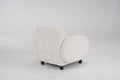Modern Fabric Upholstered Armchair With Upholstered Reading Chair, Single Sofa, Living Room, Bedroom, Bed, Office Lounge Club Chair, Teddy Velvet White Aluminum