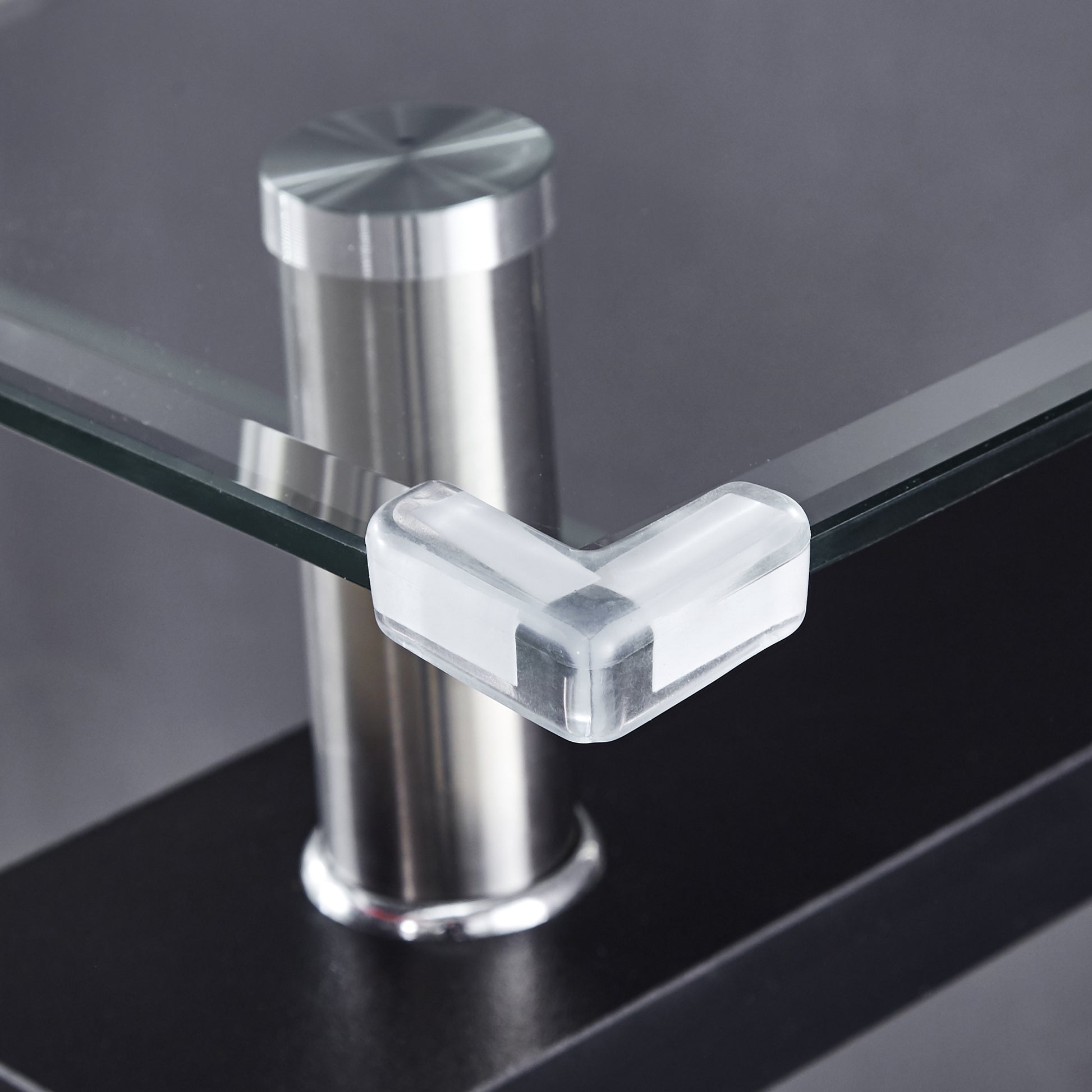 Black Mdf Console Table, Tempered Glass Top, Modern Foyer Area Table Black Mdf