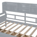 Twin Size Daybed, Wood Slat Support, With Bedside Shelves And Two Drawers, Gray Gray Solid Wood Mdf