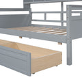 Twin Size Daybed, Wood Slat Support, With Bedside Shelves And Two Drawers, Gray Gray Solid Wood Mdf