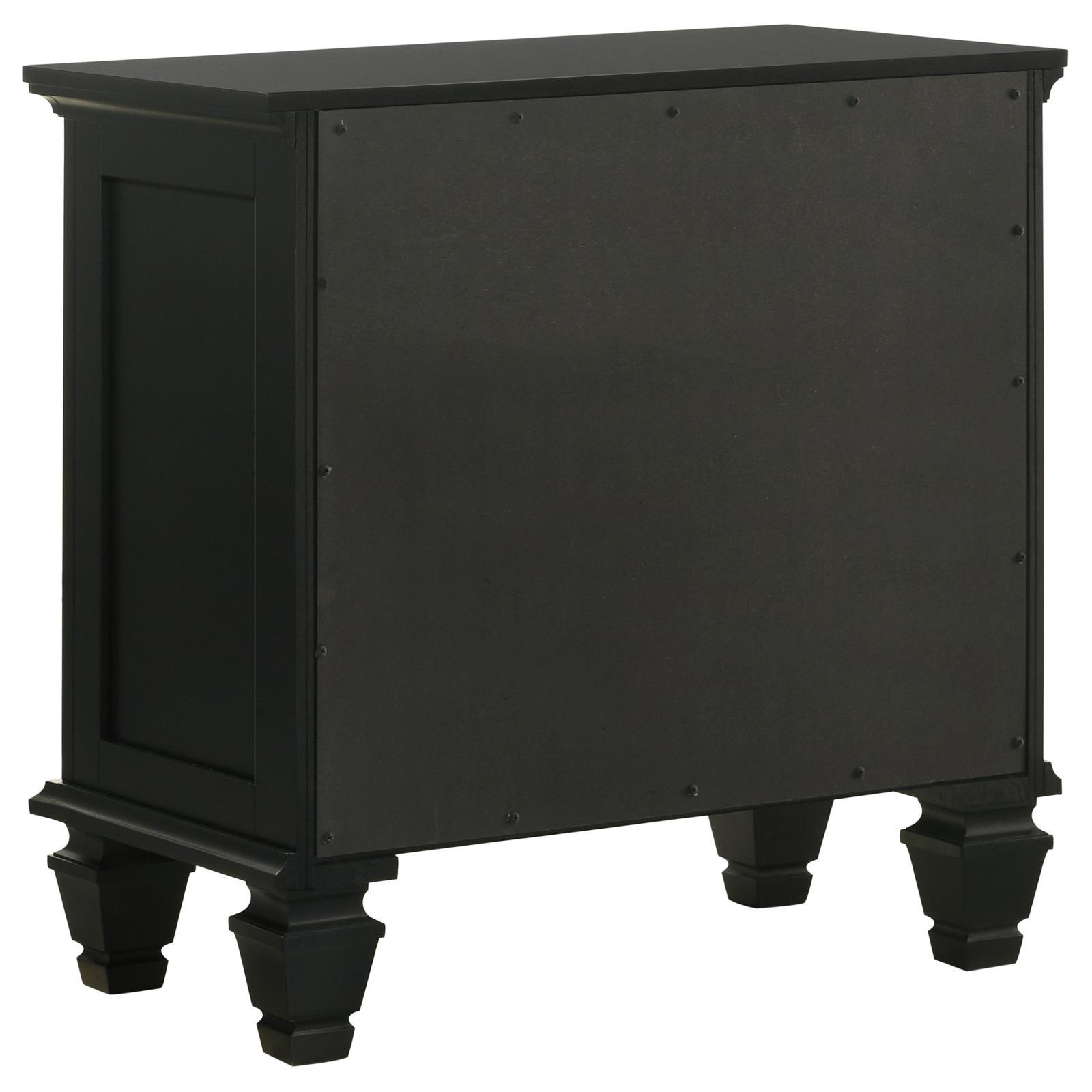 Black 3 Drawer Nightstand With Pull Out Tray Black 3 Drawers Bedroom Drawer Storage Coastal Rubberwood Felt Lined Drawers Black Wood