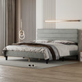 King Bed Frame With Headboard,Sturdy Platform Bed With Wooden Slats Support,No Box Spring,Mattress Foundation,Easy Assembly Light Grey Wood