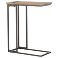 Gunmetal And Natural C Shape Snack Table With Power Outlet Brown Light Brown Built In Outlets Or Usb Primary Living Space Industrial Rectangular Rectangular Wood Sled