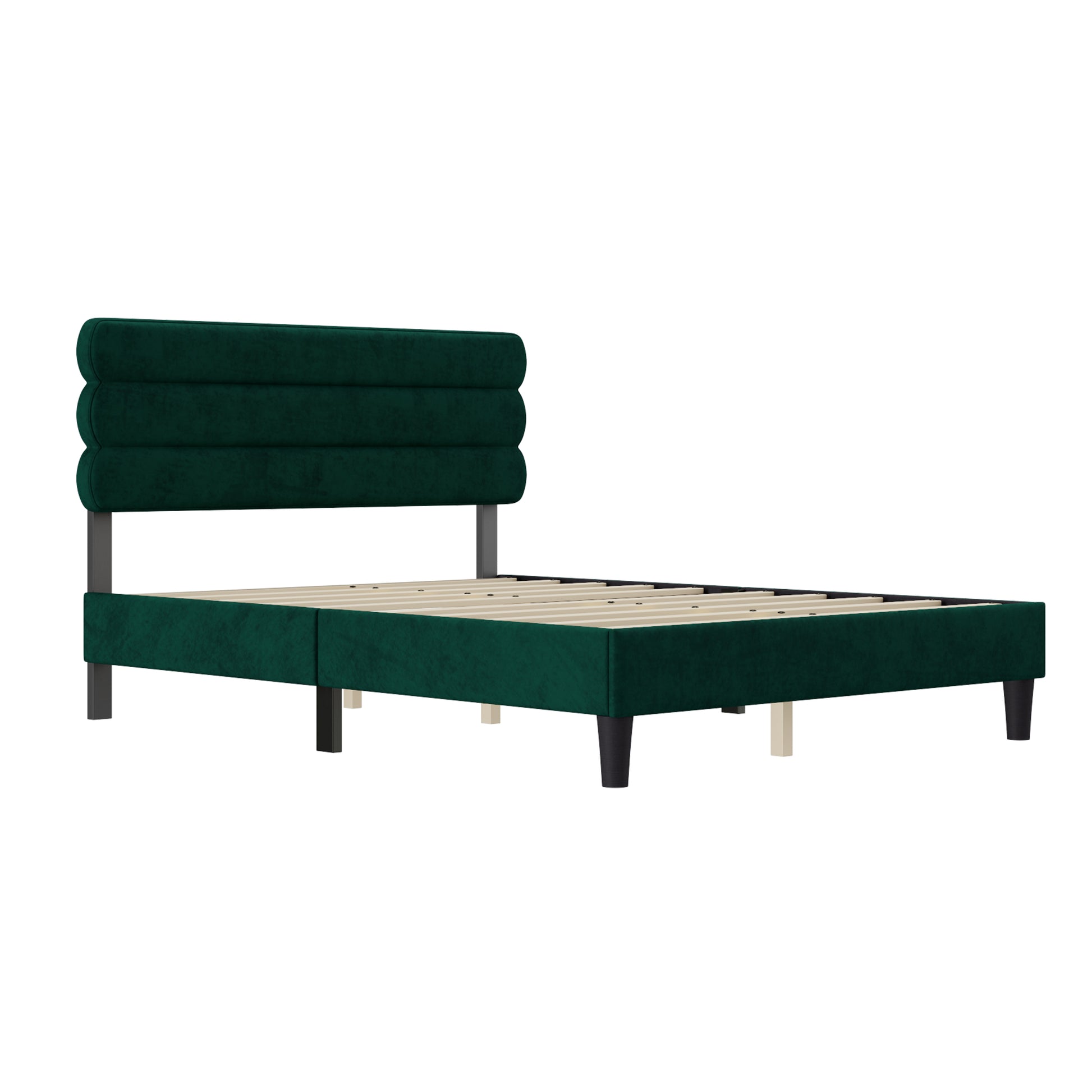 Queen Bed Frame With Headboard,Sturdy Platform Bed With Wooden Slats Support,No Box Spring,Mattress Foundation,Easy Assembly Green Green Wood