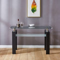 Black Mdf Console Table, Tempered Glass Top, Modern Foyer Area Table Black Mdf
