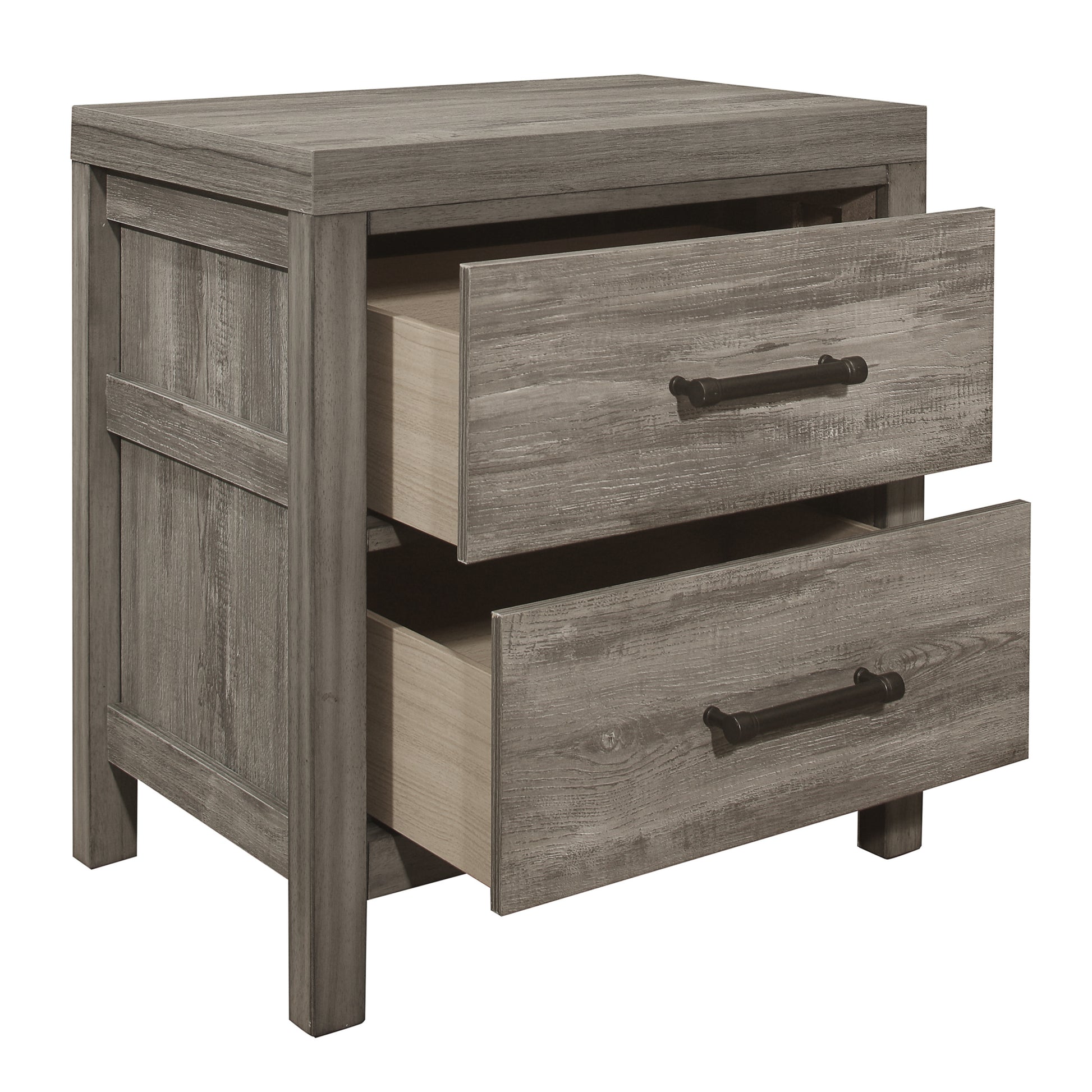 Rustic Style Bedroom Nightstand Of 2 Drawers Weathered Gray Finish Premium Melamine Laminate Wooden Furniture 1Pc Gray 2 Drawers Bedroom Rustic,Transitional Wood