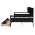 Full Size Daybed, Wood Slat Support, With Bedside Shelf And Two Drawers, Espresso Espresso Solid Wood Mdf