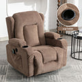 Power Lift Recliner Chair Recliners For Elderly With Heat And Massage Recliner Chair For Living Room With Infinite Position And Side Pocket,Usb Charge Port Brown Brown Power Push Button Soft Heavy Duty Cotton Wood Metal