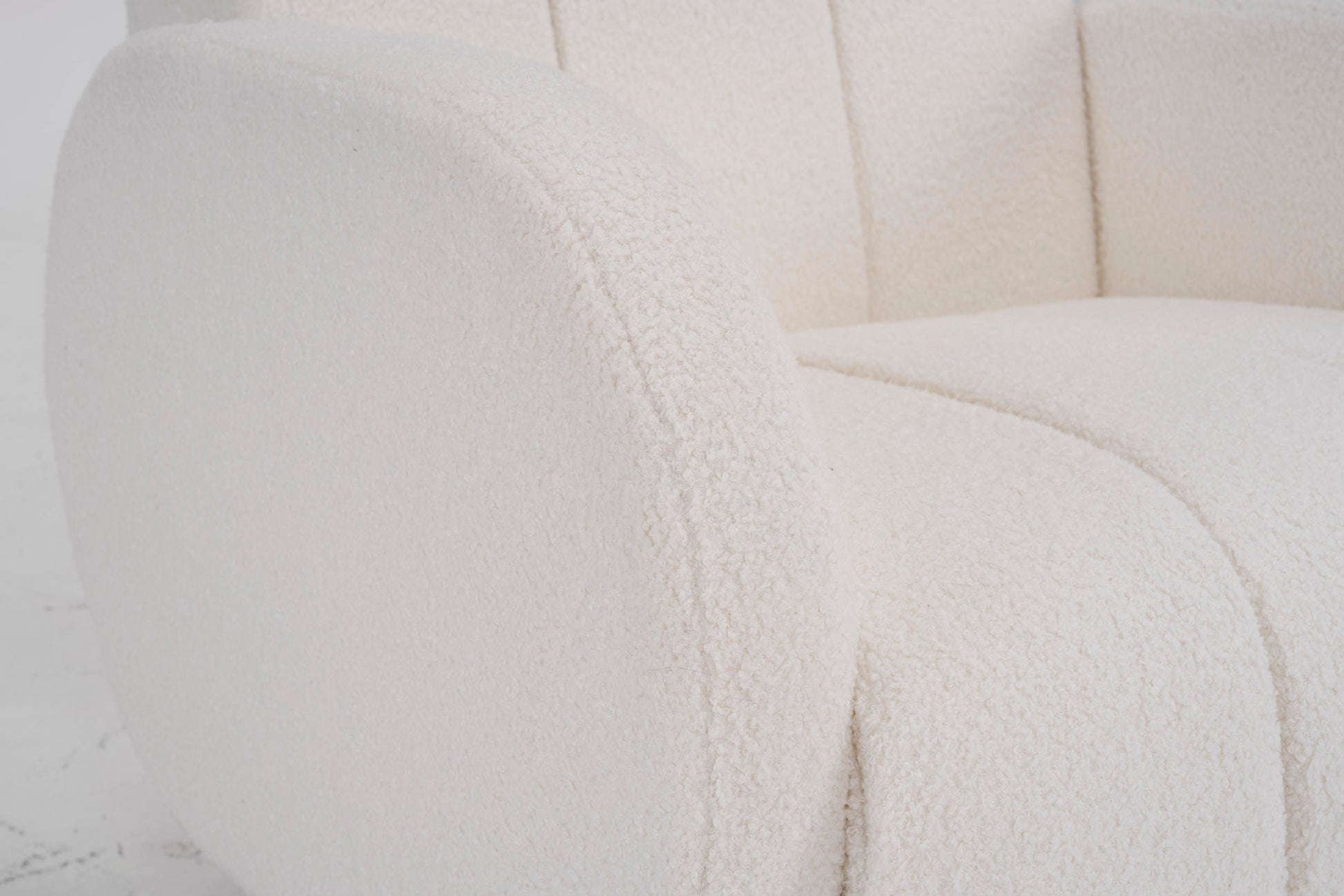 Modern Fabric Upholstered Armchair With Upholstered Reading Chair, Single Sofa, Living Room, Bedroom, Bed, Office Lounge Club Chair, Teddy Velvet White Aluminum