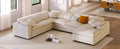 Oversized Modular Sectional Sofa With Ottoman L Shaped Corner Sectional For Living Room, Office, Spacious Space Beige Polyester 7 Seat