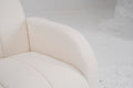 Modern Fabric Upholstered Armchair With Upholstered Reading Chair, Single Sofa, Living Room, Bedroom, Bed, Office Lounge Club Chair, Teddy Velvet White Aluminum