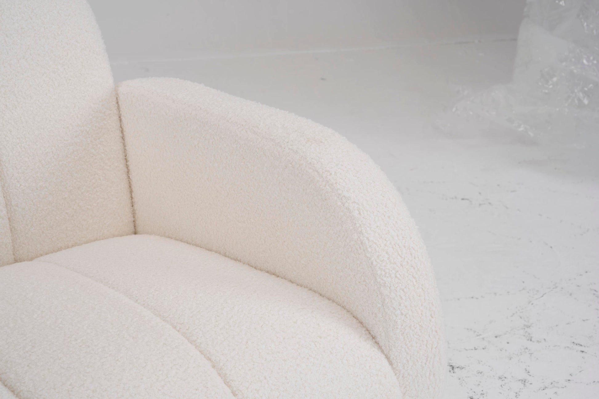 Modern Fabric Upholstered Armchair With Upholstered Reading Chair, Single Sofa, Living Room, Bedroom, Bed, Office Lounge Club Chair, Teddy Velvet White Aluminum