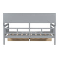 Twin Size Daybed, Wood Slat Support, With Bedside Shelves And Two Drawers, Gray Gray Solid Wood Mdf