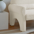 Modern Boucle Accent Chair With Lumbar Pillow For Living Room Antique White Fabric 1 Seat