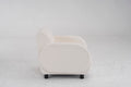 Modern Fabric Upholstered Armchair With Upholstered Reading Chair, Single Sofa, Living Room, Bedroom, Bed, Office Lounge Club Chair, Teddy Velvet White Aluminum