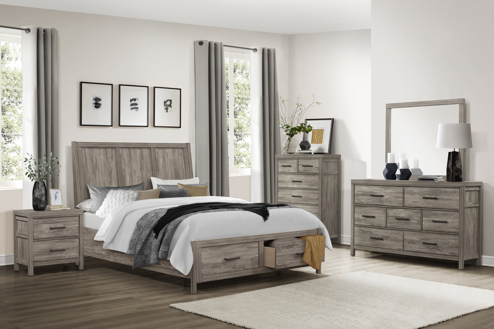 Rustic Style Bedroom Chest Of 6 Drawers Gray Finish Premium Melamine Laminate Wooden Furniture 1Pc Gray Bedroom Rustic,Transitional Wood