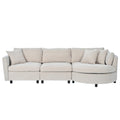 Three Indoor Cushioned Combination Sofas With Three Pillows And Curved Seat, For Living Room, Study Room, And Apartment Beige Polyester