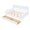 Full Size Daybed, Wood Slat Support, With Bedside Shelf And Two Drawers, White White Solid Wood Mdf