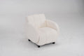 Modern Fabric Upholstered Armchair With Upholstered Reading Chair, Single Sofa, Living Room, Bedroom, Bed, Office Lounge Club Chair, Teddy Velvet White Aluminum