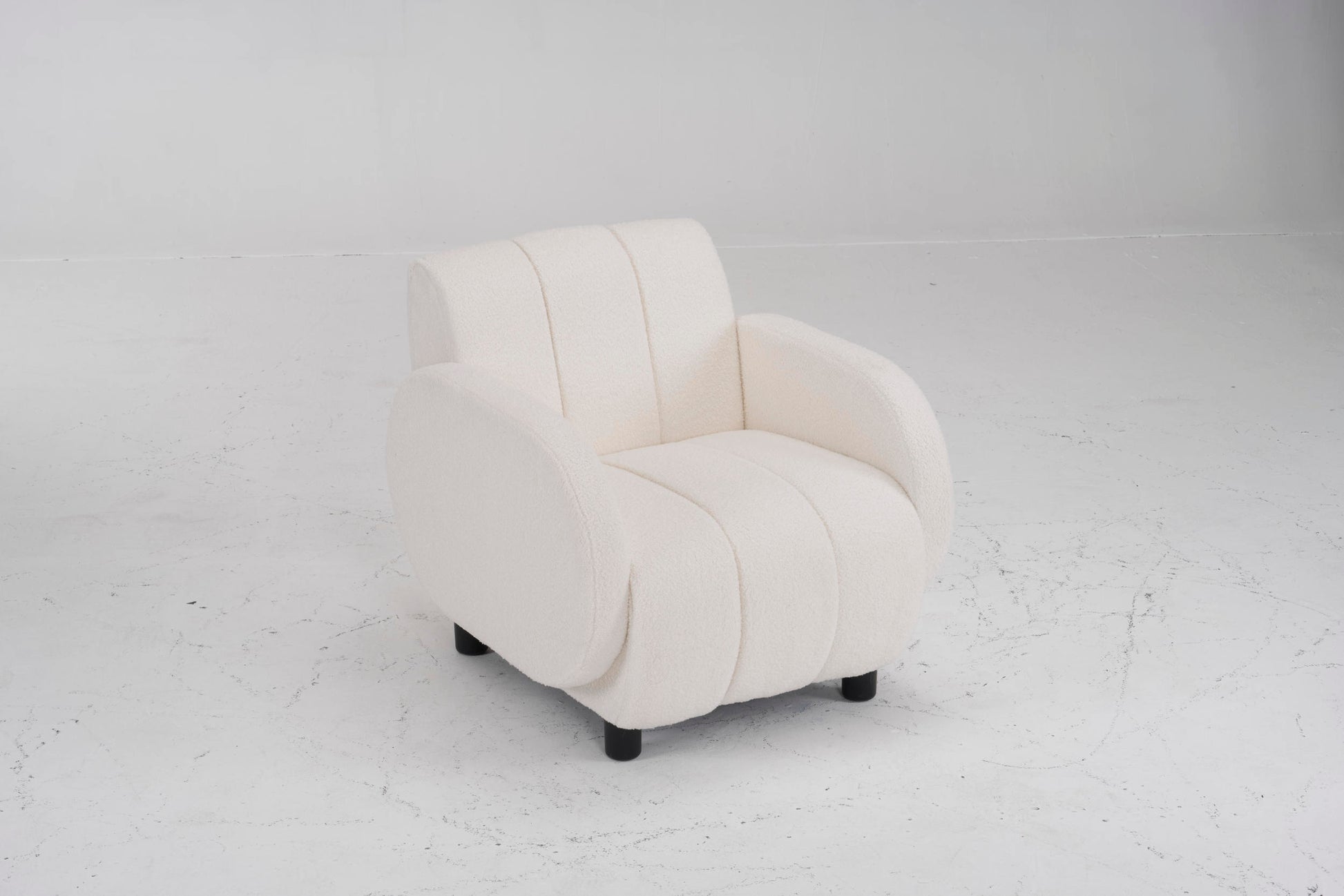 Modern Fabric Upholstered Armchair With Upholstered Reading Chair, Single Sofa, Living Room, Bedroom, Bed, Office Lounge Club Chair, Teddy Velvet White Aluminum