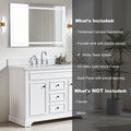 Full Assembled 48'' Freestanding Single Bathroom Vanity With Marble Top 3 White 2 Soft Close Doors Bathroom Freestanding Wood Painted