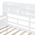 Twin Size Daybed, Wood Slat Support, With Bedside Shelves And Two Drawers, White White Solid Wood Mdf