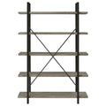 Grey Driftwood And Gunmetal 5 Tier Bookcase 5 Grey Gray Standard Vertical Office Open Back Wood Farmhouse,Rustic Wood