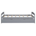 Twin Size Platform Bed With Twin Size Trundle, Gray Box Spring Not Required Twin Gray Wood Bedroom Pine