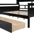 Full Size Daybed, Wood Slat Support, With Bedside Shelf And Two Drawers, Espresso Espresso Solid Wood Mdf