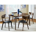 Dark Walnut And Black Open Back Side Chairs Set Of 2 Solid Black Brown Dining Room Foam Spot Clean Mid Century Modern Side Chair Rubberwood Open Back Foam Faux Leather