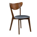 Dark Walnut And Black Open Back Side Chairs Set Of 2 Solid Black Brown Dining Room Foam Spot Clean Mid Century Modern Side Chair Rubberwood Open Back Foam Faux Leather