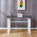 White Mdf Console Table, Tempered Glass Top, Modern Foyer Area Table White Mdf