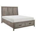 Rustic Style Queen Platform Bed With Footboard Storage Drawers Weathered Gray Finish Wooden Bedroom Furniture Box Spring Not Required Queen Gray Wood Bedroom Rustic,Transitional Storage Included Wood