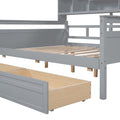 Full Size Daybed, Wood Slat Support, With Bedside Shelf And Two Drawers, Gray Gray Solid Wood Mdf