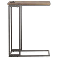 Gunmetal And Antique Brown C Shape Snack Table With Power Outlet Brown Brown Built In Outlets Or Usb Primary Living Space Industrial Rectangular Rectangular Wood Sled