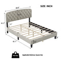 Queen Size Adjustable Headboard With Fine Linen Upholstery And Button Tufting For Bedroom, Wave Top Cream White Cream White Wood