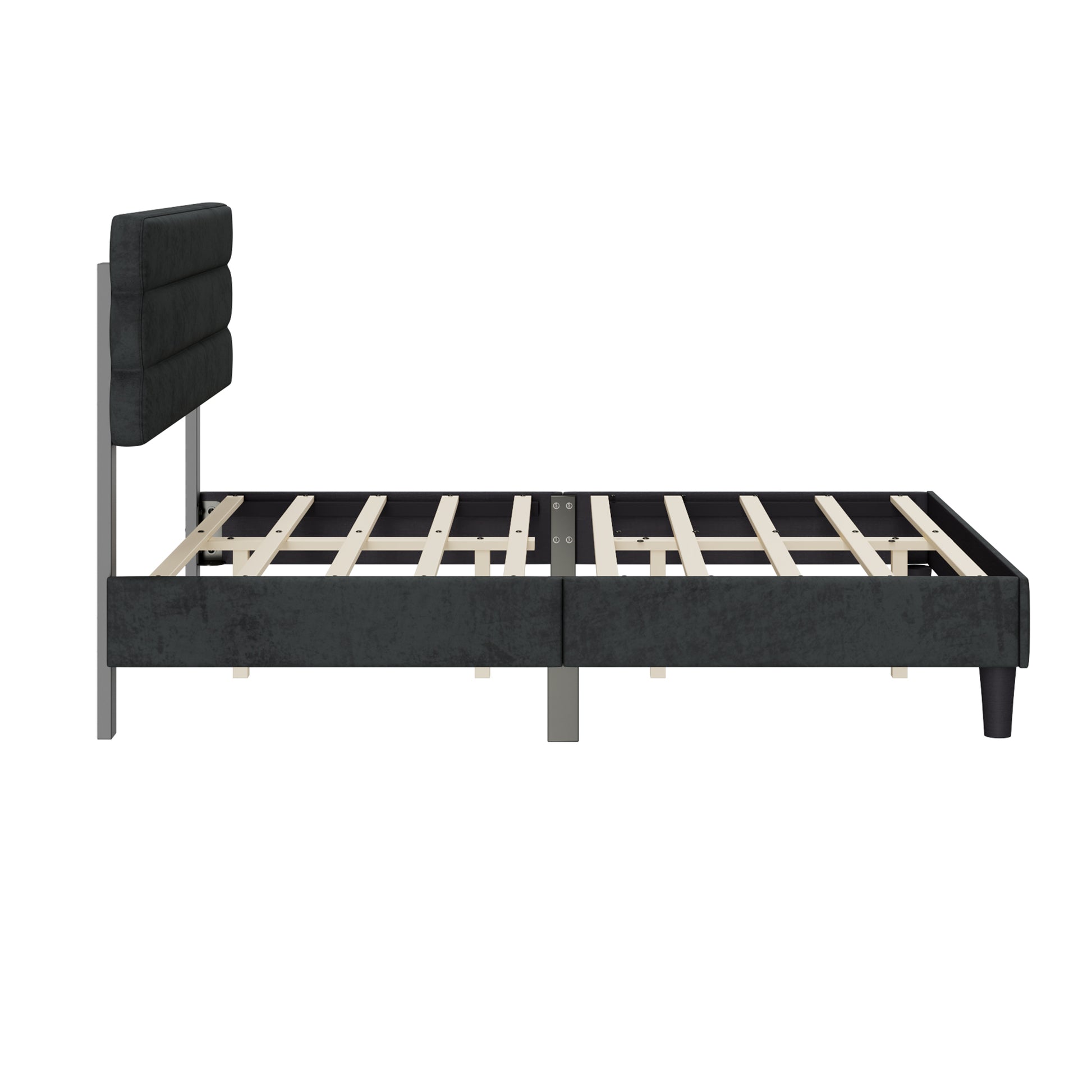 Queen Bed Frame With Headboard,Sturdy Platform Bed With Wooden Slats Support,No Box Spring,Mattress Foundation,Easy Assembly Dark Grey Dark Grey Wood