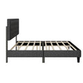 King Size Panel Bed Frame With Adjustable Button Tufted Headboard For Bedroom Linen Upholstered Wood Slat Support Easy Assembly,Dark Grey Dark Grey Wood