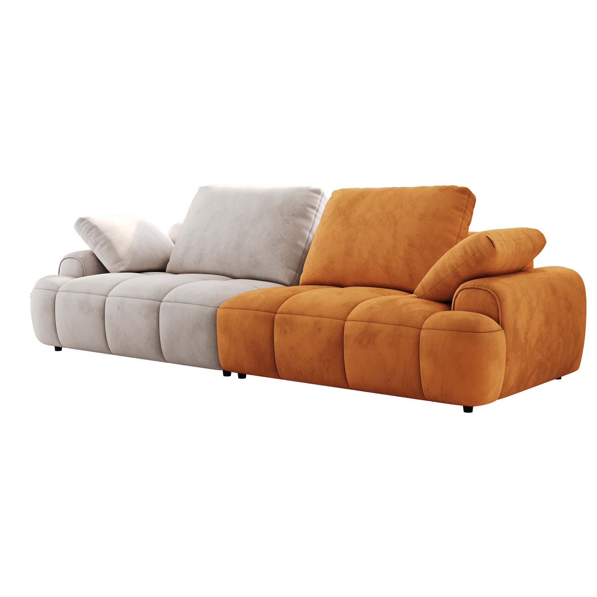 86.6 Large Size Two Seat Sofa,Modern Upholstered,Gray Paired With Yellow Suede Fabric Increase In Sitting Height Gray Yellow Velvet Wood Primary Living Space Soft Modern Eucalyptus Polyurethane Foam Eucalyptus 3 Seat