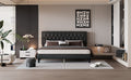 King Size Panel Bed Frame With Adjustable Button Tufted Headboard For Bedroom Linen Upholstered Wood Slat Support Easy Assembly,Dark Grey Dark Grey Wood