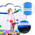 55'' Toddlers Trampoline With Safety Enclosure Net And Balls, Indoor Outdoor Mini Trampoline For Kids Blue Metal