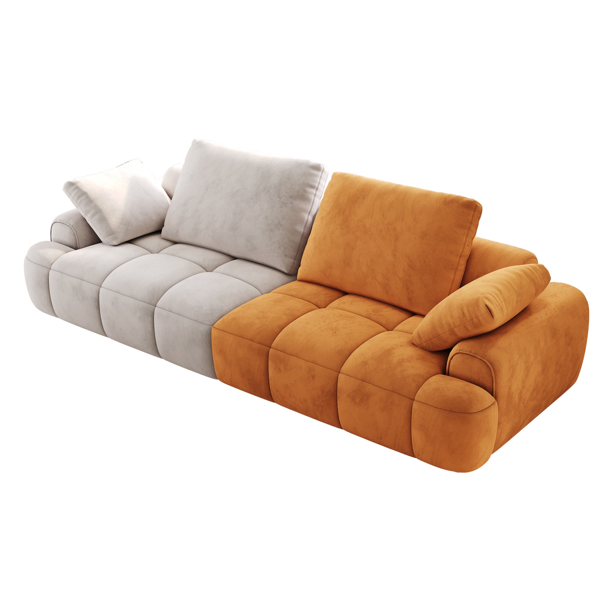 86.6 Large Size Two Seat Sofa,Modern Upholstered,Gray Paired With Yellow Suede Fabric Increase In Sitting Height Gray Yellow Velvet Wood Primary Living Space Soft Modern Eucalyptus Polyurethane Foam Eucalyptus 3 Seat