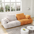 86.6 Large Size Two Seat Sofa,Modern Upholstered,Gray Paired With Yellow Suede Fabric Increase In Sitting Height Gray Yellow Velvet Wood Primary Living Space Soft Modern Eucalyptus Polyurethane Foam Eucalyptus 3 Seat